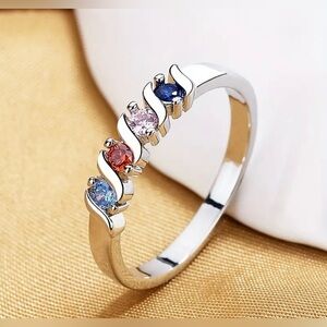 Cubic Zirconia silver band ring size 6